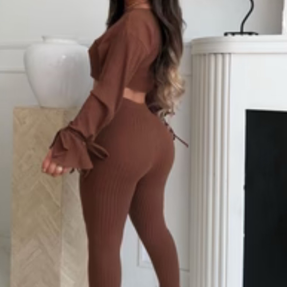 Fashion Nova Chocolate Ribbed Knit Set